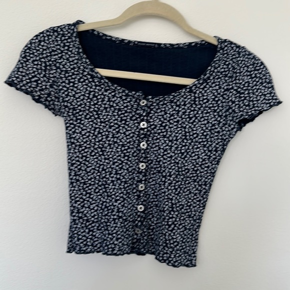 Brandy Melville Tops Brandy Melville Dark Blue Floral Zelly Top